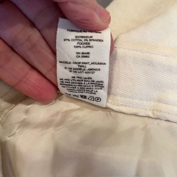 Theory Crop Pants Moleskin Twill Winter White Flare Leg Cotton Spandex Size 4 - Picture 12 of 14